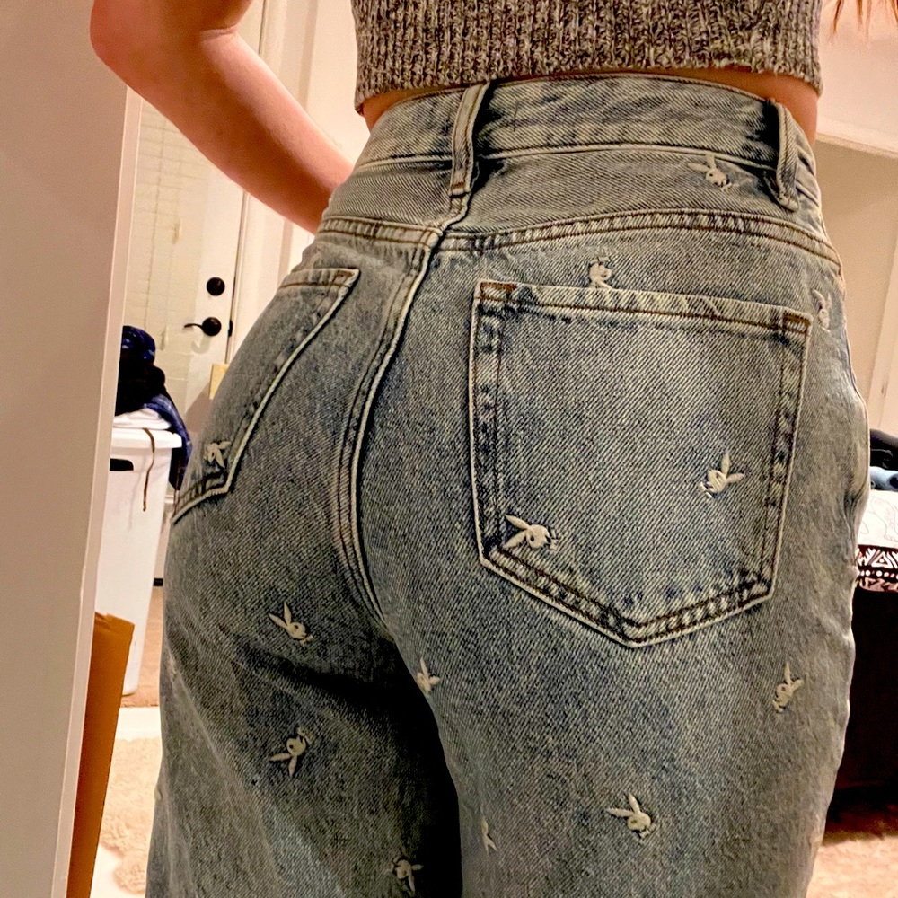 Light wash Playboy Bunny Pants